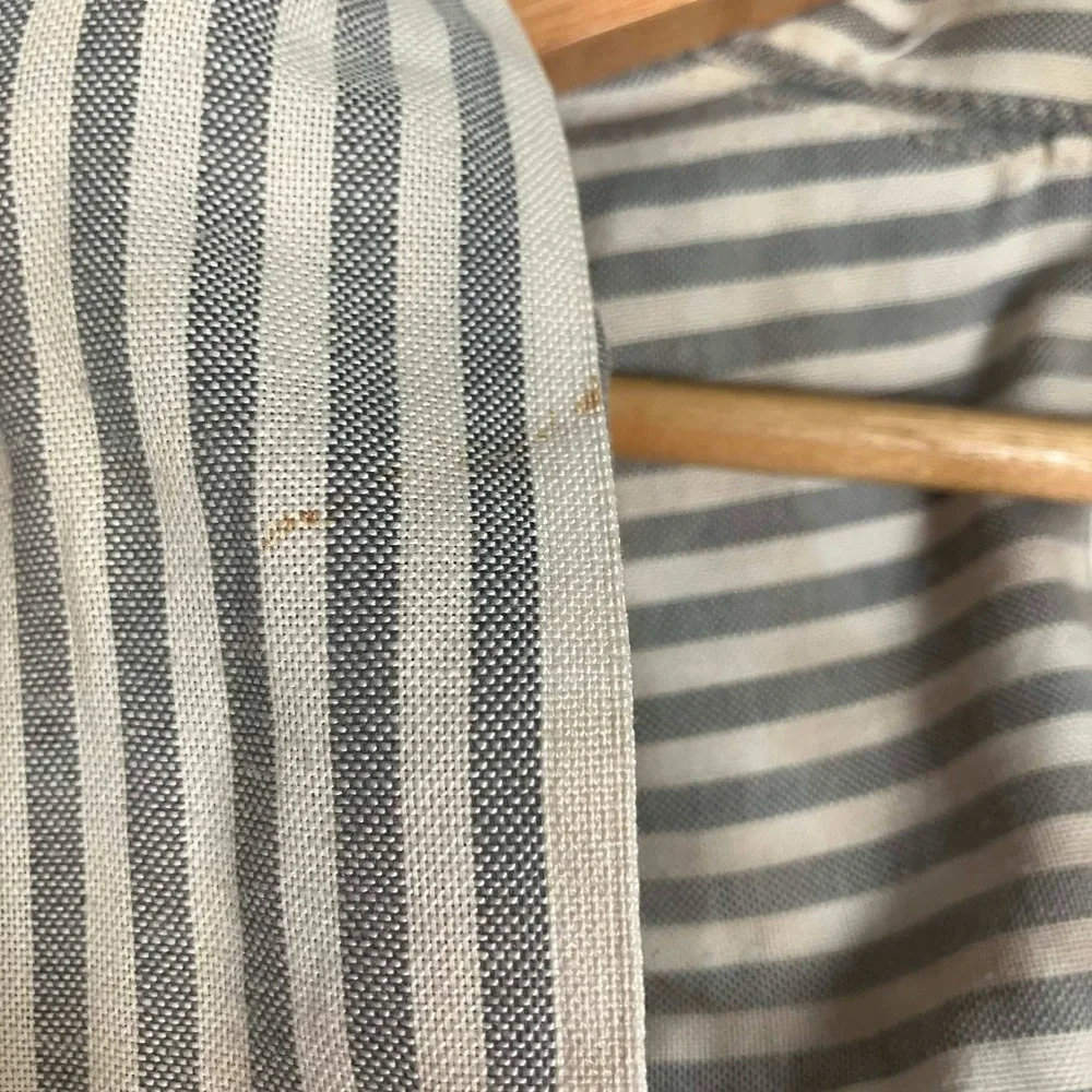 Vintage 70s Big Donlin Mens Striped Work Shirt Long Sleeve Grey Tan 16-16.5 L - Picture 9 of 16
